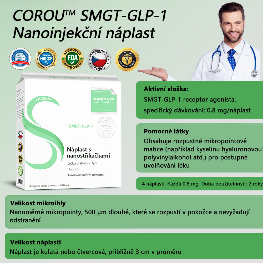 ⭐7denní výsledky⭐COROU™ SMGT-GLP-1 Nano Microneedle Patch(Bezbolestná, dlouhodobá, řešící diabetes, obezitu a kardiovaskulární onemocnění)